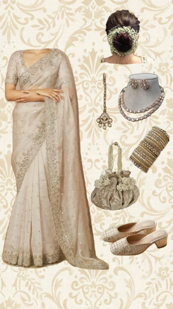 Metallic Clutches with saree