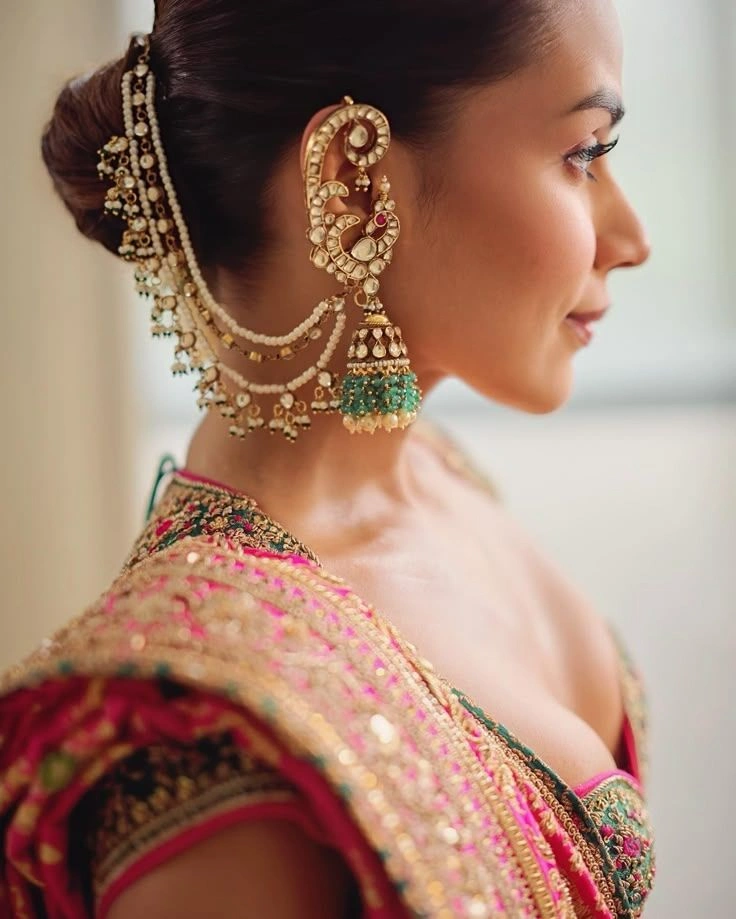 Statement Earrings with saree