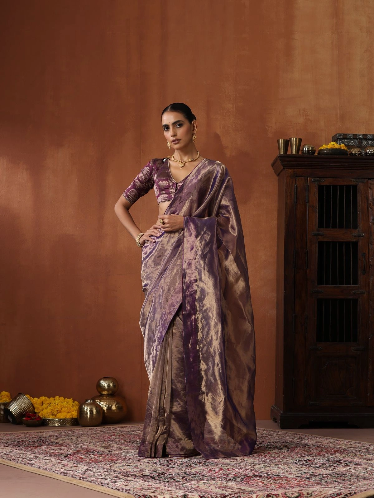 Recycled Polyester Satin Saree